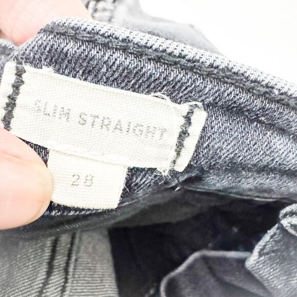 Madewell Slim Straight Charcoal Straight Leg Denim Jeans Raw Hem Size 28 - Picture 7 of 9